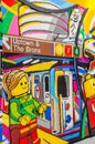 Lego Wall Art Mosaic Display. Happy Minifigures in New York Subway.