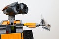 LEGO Wall-E figure from Disney Pixar movie of the same name, holding turret type seashell of sea mollusk from Turritellidae family