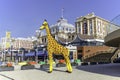 LEGOLAND Discovery Centre Scheveningen The Netherlands 6 meters high and 1200 kologram havy lego giraffe in front of Kurhaus Royalty Free Stock Photo