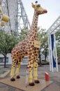 Giraffe model at the gate of Legoland Osaka