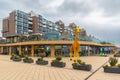 Legoland shop and discovery center with funny giraffe from lego blocks Boulevard of Scheveningen Beach Hague, Netherlands Holland