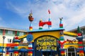 LEGOLAND, WINDSOR, UK - APRIL 30, 2016: The colorful entrance to the Legoland Hotel