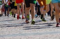 Legs of athletes running half marathon Royalty Free Stock Photo