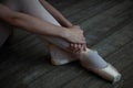 Legs of a ballerina in ballet shoes Royalty Free Stock Photo