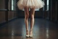 Legs of ballerina in dance hall. Generate Ai