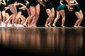 Legs of ballet dancers on stage in theater