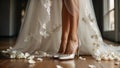 Legs bride beautiful shoes, style , banner celebration decoration ceremony accessory stylish elegance