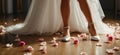 Legs bride beautiful shoes, style , banner fashion decoration ceremony accessory stylish elegance Royalty Free Stock Photo