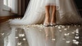 Legs bride beautiful shoes, style , holiday celebration decoration ceremony accessory stylish elegance