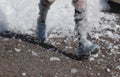 Legs of an ExtremeRun runner after crossing the foam