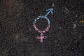 Gender symbol on asphalt, gender concept Royalty Free Stock Photo