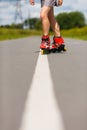 Legs of girl having roller skate exercise Royalty Free Stock Photo