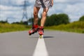 Legs of girl having roller skate exercise Royalty Free Stock Photo