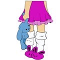 Legs girl in pink slippers Royalty Free Stock Photo