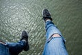 Legs over water Royalty Free Stock Photo