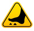 Legs injury hazard sign, glass shards warning symbol