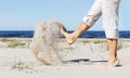 Legs kick sand. Royalty Free Stock Photo