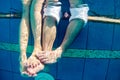 Legs of man and woman in the pool underwater Royalty Free Stock Photo