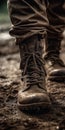 Legs of military men in high-top boots Royalty Free Stock Photo