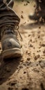 Legs of military men in high-top boots Royalty Free Stock Photo