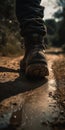 Legs of military men in high-top boots Royalty Free Stock Photo