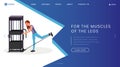 Legs muscles exercises landing page template. Fitness club, healthy lifestyle website homepage interface idea with flat