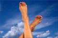 Legs over sky puzzle Royalty Free Stock Photo