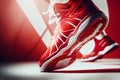 Red sports shoe on ground Royalty Free Stock Photo