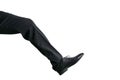 Legs and shoes from a well dressed businessman in a black suit. Royalty Free Stock Photo