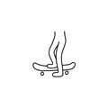 Legs on the skateboard outline icon vector