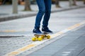 legs skateboarding on ctiy Royalty Free Stock Photo