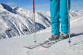 Legs standing on ski