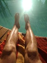 Legs tan sun model sunsceen Royalty Free Stock Photo