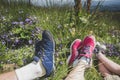 Legs of traveler family Royalty Free Stock Photo