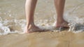 Legs walking on the beach on vacation, summer theme