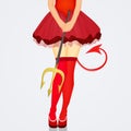 Legs of woman with devil costume and pitchfork Royalty Free Stock Photo