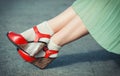 Legs of woman with high heels vintage style Royalty Free Stock Photo