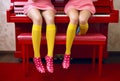 woman young trend piano legs elegant colourful fashion beauty red modern. Generative AI.