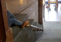 Legs of a woman waiting at a train station, Italy Milan Royalty Free Stock Photo