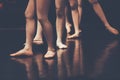 legs of young dancers ballerinas in class classical dance, ballet , Thailand , Color Vintage Style with copyspace