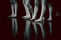 legs of young dancers ballerinas in class classical dance, ballet , Thailand , Color Black and White Style with copyspace Royalty Free Stock Photo