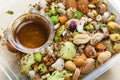 legume salad with almonds Royalty Free Stock Photo