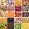 Legumes collage in white board background