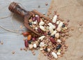 Legumes mix in the wood spoon Royalty Free Stock Photo