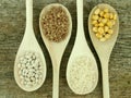 Legumes over spoons