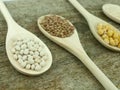 Legumes over spoons