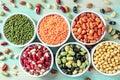 Legumes. Overhead flat lay shot of a variety of pulses