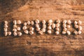 Legumes written on wood Royalty Free Stock Photo