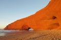 Legzira stone arch on beach in Morocco Royalty Free Stock Photo