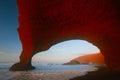 Legzira stone arches in sunset lights Royalty Free Stock Photo